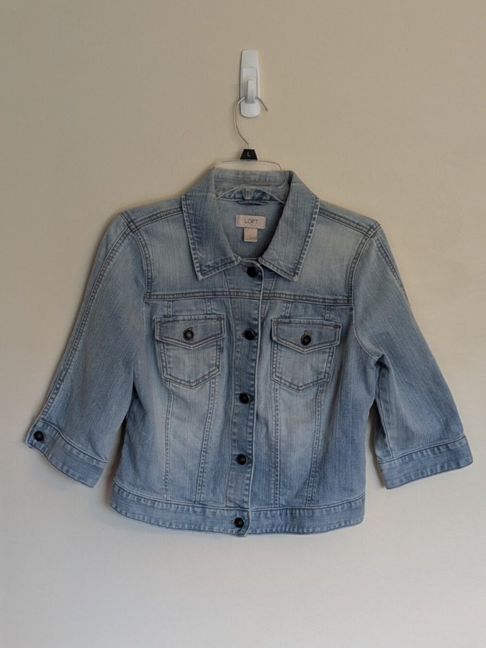 Loft Cropped Jean Jacket | 3/4 Length Sleeve | Size Medium